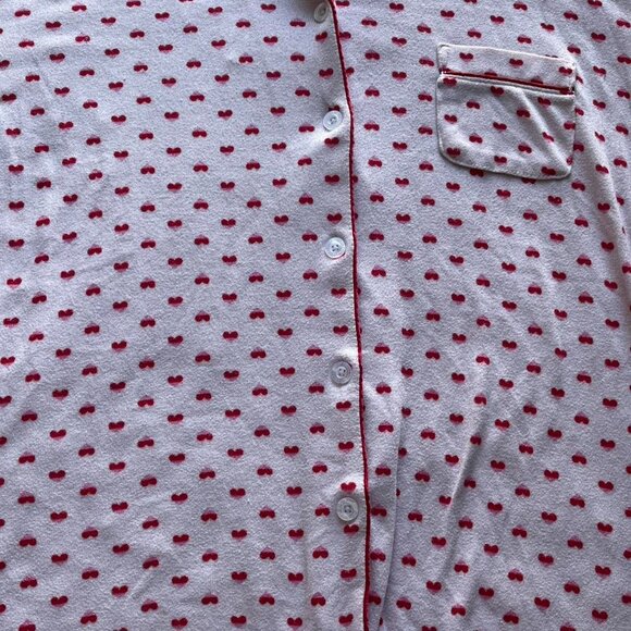 Laura Ashley Long Sleeve Pajama Top Womens Large Hearts Collared Feminine Top - Picture 3 of 6